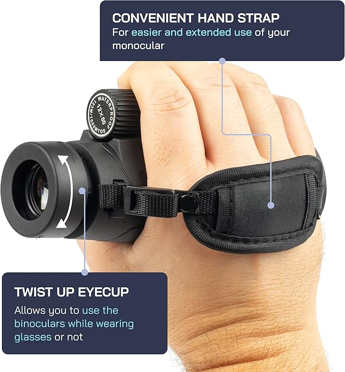 Omano Smithsonian 12x50 Monocular Telescope with Smartphone Adaptor – Monoculars for Adults - High Powered Telescope – Ideal Monocular for Bird Watching and Nature Enthusiasts – HD monocular telescope