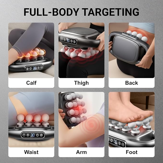 Deep Tissue Percussion Massager with 3 Modes and 30 Intensities, 16-Head Massage Gun Set, Quiet Muscle Massager for Relieving Back, Shoulder, Leg, Foot, and Body Muscle Pain