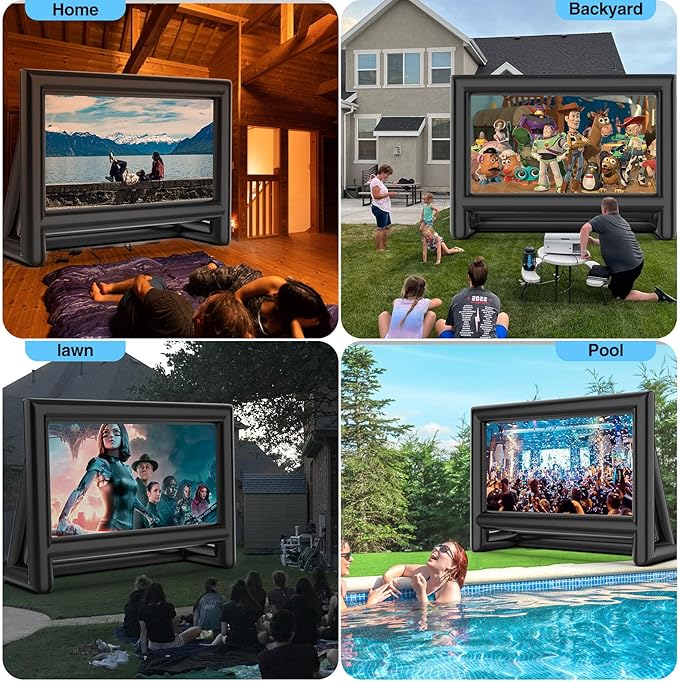 Estgora 24FT Inflatable Movie Screen, Inflatable Projector Screen for Outside, Blow Up Projector Screen with Air Blower,Front & Rear Projection Screens for Outdoor Movie Night Backyard Pool Party Fun