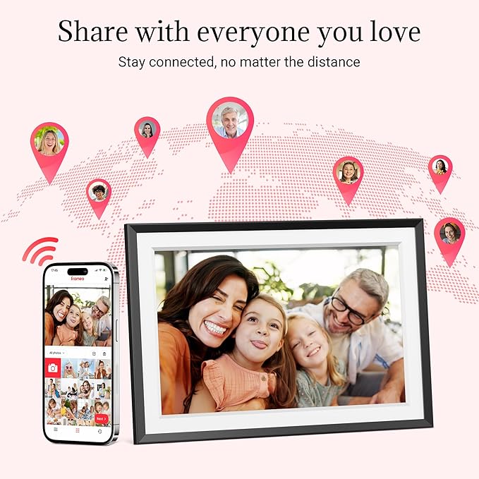 Frameo Digital Picture Frame – 10.1 Inch Smart Wi-Fi Photo Frame with Easy App Connection, for Women, Mom, Grandma, Wife, Girlfriend, Wedding Gift, Share Memories Instantly via Free App