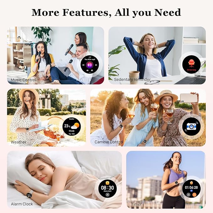 Smart Watch for Women Fitness Tracker: Waterproof Bluetooth Call Answer/Make Smart Watches for Android/iPhone Digital Women Smartwatch Activity Pedometer Heart Rate SpO2 Monitor 120+ Sports Model