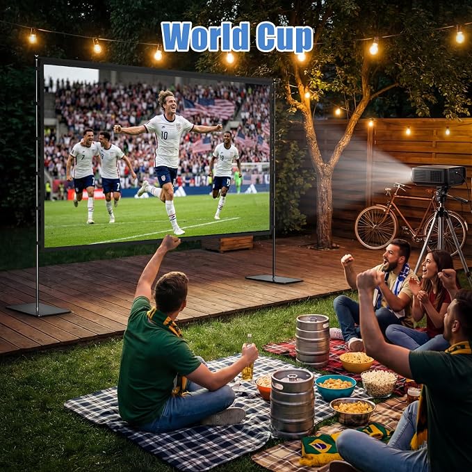 Outdoor Projector Screen with Stand - 120 Inch Portable Projector Screen Outdoor Indoor Projection Screen 16:9 4K HD Movie Screens with Carry Bag Can Enjoy Home Theater Projection Screens
