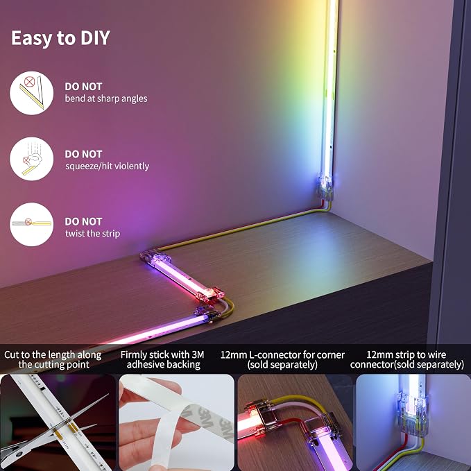 MIWISE RGB Smart IC COB LED Strip Light,20ft Color Chasing Flexible LED Tape Light,WS2811 Addressable RGB Strip with APP Control/Music Mode,Work with Alexa/Google,for Party/Home DIY Lighting Projects