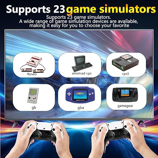 TEFELE 2026New Wireless Retro Game Console 23 Simulators and Over 40,000 Games Plug and Play 4K HD HDMI TV Game Stick 2.4G with Dual 2.4G Wireless Controllers(128G)
