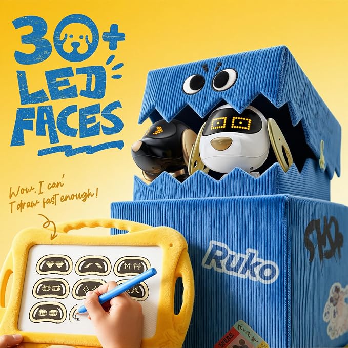 Ruko 18011 Smart Robot Dog Toy White and AAA Alkaline Batteries 16 Pack for Remote Control