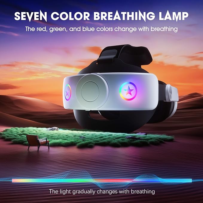 VR Head Set Strap with 10000mAh Battery for Meta Quest 3/3S - Patented One-Click Release, Adjustable Detachable Design Compatible with Quest 2 3/3S, Balanced and Comfortable VR Gaming