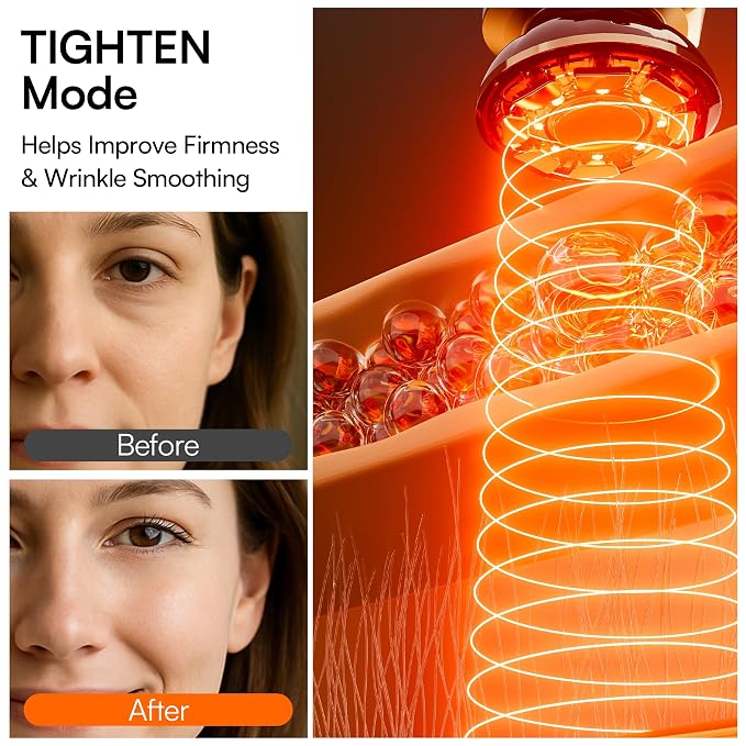 INIA Flare 3-in-1 Microcurrent Facial Device Red Light Therapy for Face and Neck Massager Tool with Heat & Vibration for Skincare Puffiness, Firming, Smoothing