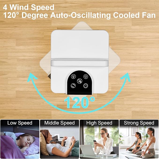 WESTTREE 2000ML Misting Tower Fan Air Conditioner Fan,3 Level Humidify & 4 Speeds, 7 RGB Color Night Lights,Desk Portable Air Conditioners for Bedroom Home Misting Fan F10 white-FU