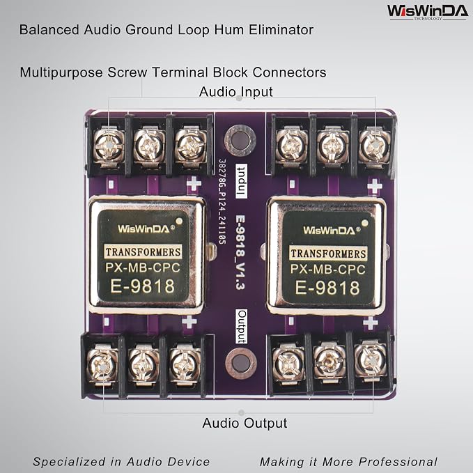 Multipurpose Audio Isolation Converters Screw Terminal Block Connectors Noise Filter Hum Eliminator with Convenient Phoenix Connectors for Audio Playing Devices Eliminate The Hum Noise