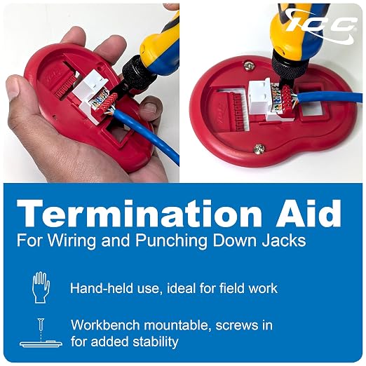 ICC CAT6 Keystone Jack with Inline IDC No Pair Split Wiring (Easier Termination) UL Listed PoE++ TAA Compliant for Wall Plate or Patch Panel, Works with JackEasy Termination Tool, Red