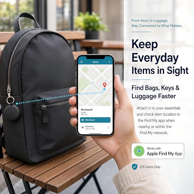 Key Finder 5 Pack for Apple Find My App, iOS Tracker Tags | iOS Only Bluetooth Finder for Keys, Wallets and Luggage
