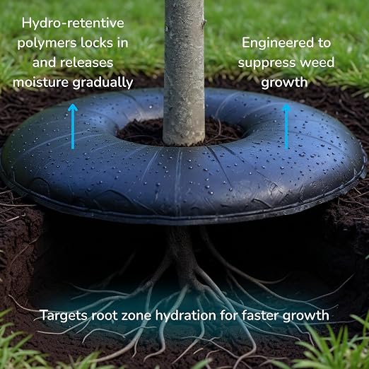 Smart Plant Watering Mat 24'' – Auto Tree Watering & Slow Release 30-Day Hydration | Vacation Plant Watering Device with Humidity Mat for Indoor Plants, Herbs & Small Trees (5 Mats/Pack)