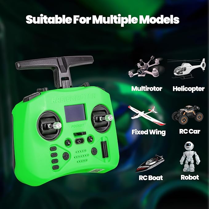 Radiomaster Pocket ELRS Remote Controller Portable Hall Gimbal EdgeTX 2.10.5 Transmitter with LED Light for FPV Drone/RC Helicopter&Car Boats&Multirotor (Battery Not Included)