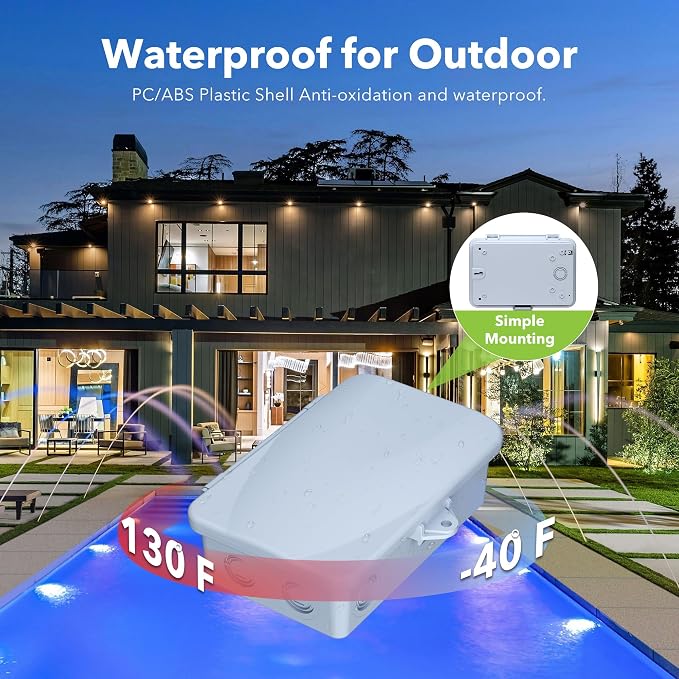 BN-LINK Pool Pump Timer Outdoor Mechanical Timer Box, Heavy Duty 24 Hour Programmable, 2HP 40A Max, 120, 240, 277 VAC, for Pool Pump, Water Heater, Fans, SPA
