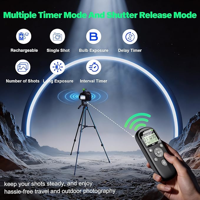 AODELAN USB-C Rechargeable Intervalometer Timer Remote Control, Wireless Shutter Release for Canon EOS RP R6 Rebel T7 T6 T5 T3 SL2 5D Mark II III IV 6D Mark II 7D Mark II 7D Series 5D Series