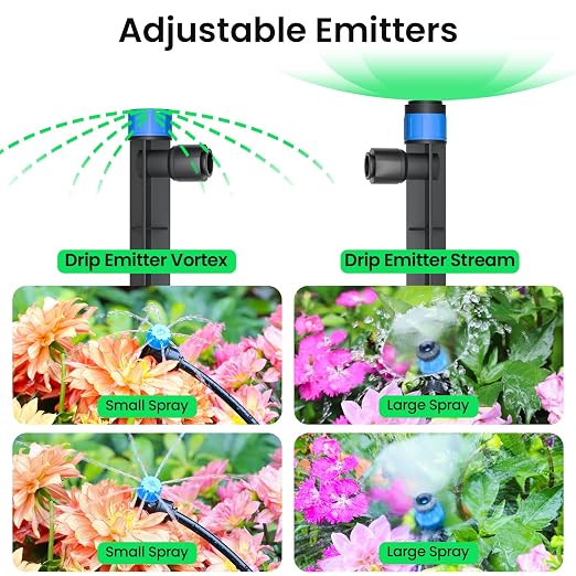MIXC 95FT Drip Irrigation System Kit + MIXC Rechargeable 2-Zone Water Timer