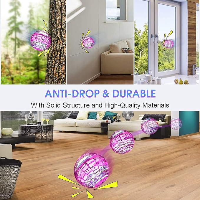 ATHLERIA Pink Flying Orb Ball Toys,Hand Operated Drones for Kids,Cool Gadgets Light Up Cosmic Globe Spinning Glow in The Dark,Christmas Birthday Gift Ideas Toys for Teen Girls Age 6 7 8 9 10+