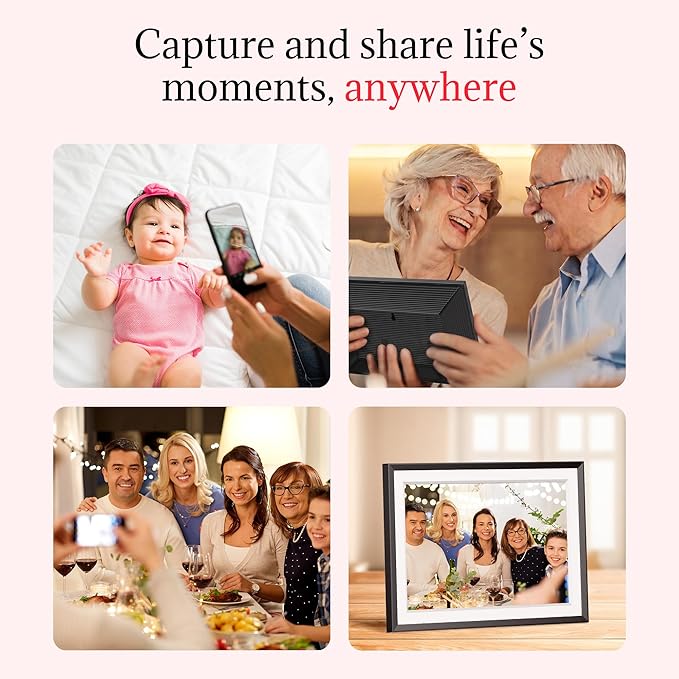 Frameo Digital Picture Frame – 10.1 Inch Smart Wi-Fi Photo Frame with Easy App Connection, for Women, Mom, Grandma, Wife, Girlfriend, Wedding Gift, Share Memories Instantly via Free App