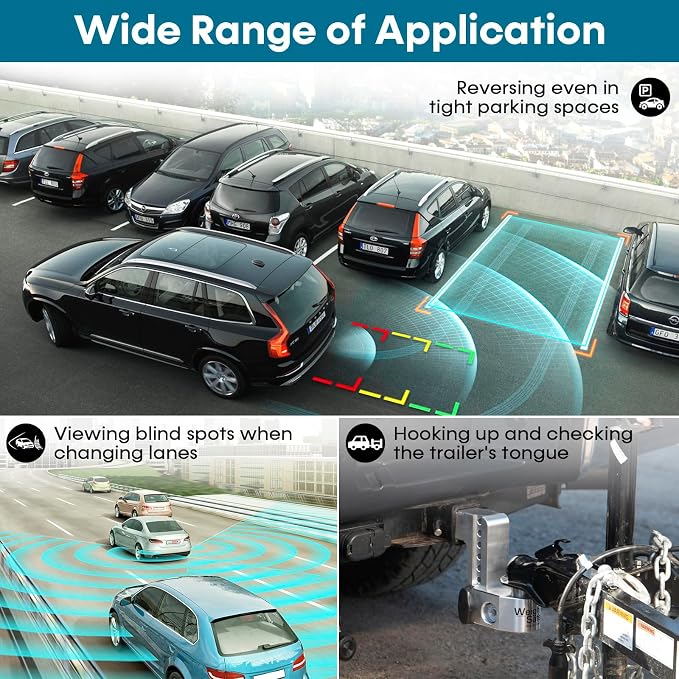 Wireless Backup Camera with 5-Inch HD Screen: 1080P Rear View Camera, Waterproof Night Vision, Easy Install for Cars, Trucks, RVs & Trailers - Clear Parking Assist System