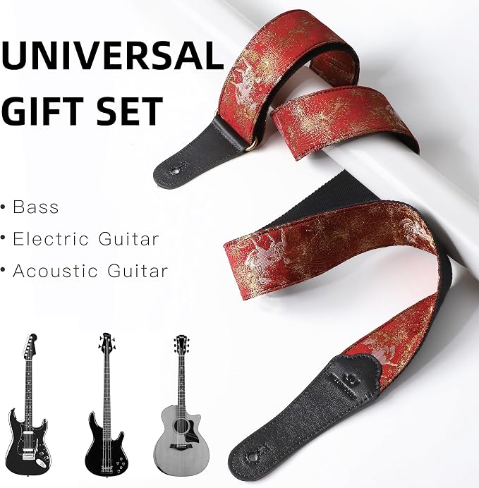 Guitar Strap, embroidery Jacquard Adjustable Guitar Straps for Acoustic/Bass/Electric Guitar, Includes Guitar Pick, Strap Button and Strap Lock, Constellation Gift (Aries)