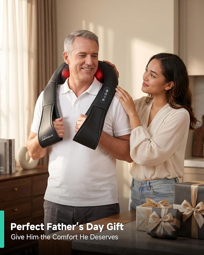 Snailax Shiatsu Neck and Shoulder Massager - Back Massager with Heat, Deep Kneading Electric Massage Pillow for Neck, Back, Shoulder,Foot,Body