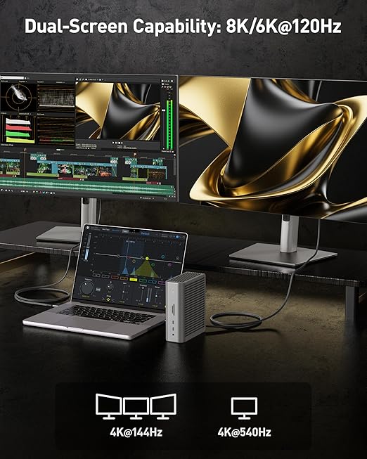 Maxonar 80Gbps Thunderbolt 5 Cable 3FT [Desktop-First], 240W PD 3.1 Fast Charging, 120Gbps Bandwidth for 16K/8K Video Editors & 3D Rendering Compatible with MacBook Pro, Studio Display, eGPU, Docks