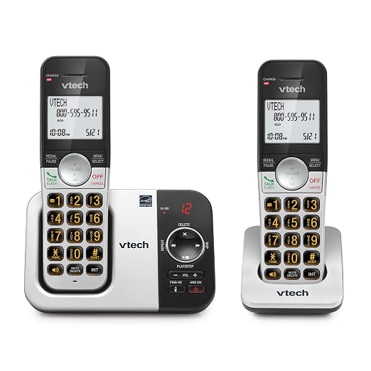 VTech Cordless Phone with 2 Handsets — Big Buttons, Large Backlit Display, Answering Machine, DECT 6.0, Caller ID, Intercom, Easy to Use | VG232-2