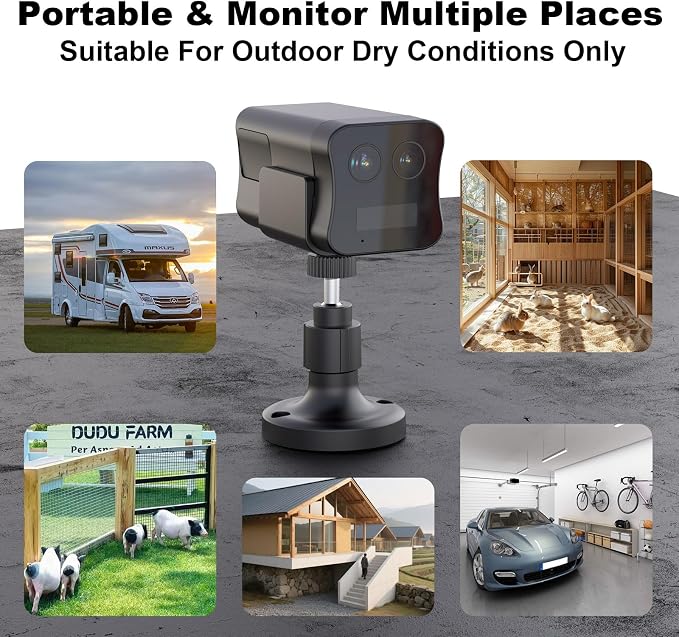 4G LTE Cellular Security Camera No WiFi Needed, Dual Lens Magnetic Cellular Camera with Long Standby Battery, Night Vision, Human Detect, Off Grid Security Camera for RV, Garage, Cabin, Barn(Black)