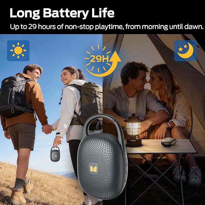 Monster Ultra-Portable, Waterproof Bluetooth Speaker, Integrated Carabiner, Black