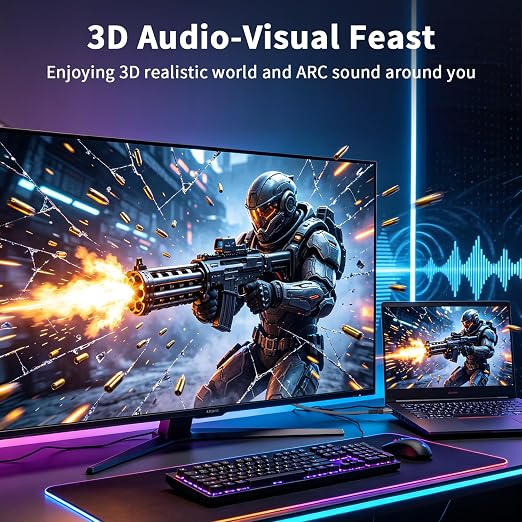 4k Hdmi Cable 20ft High Speed HDMI to HDMI Cable 4K@60HZ 3D ARC Gold Plated Connector Ethernet Audio Video Return HDMI Cord for UHD TV Monitor Laptop Xbox PS4/PS5 Roku TV ect.(Silvery)
