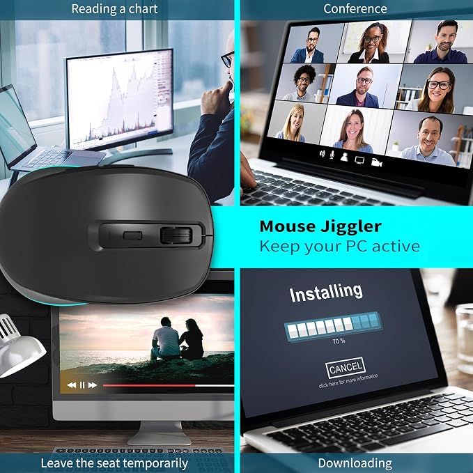 Quiet Wireless Keyboard and Mouse Backlit, Rechargeable Silent Flat Keyboard Mouse Combo, Jiggle Mouse, 2.4GHz Cordless Slim Keyboard Mouse for Mac, Windows, PC Computer, Laptop, Desktop (Space Gray)