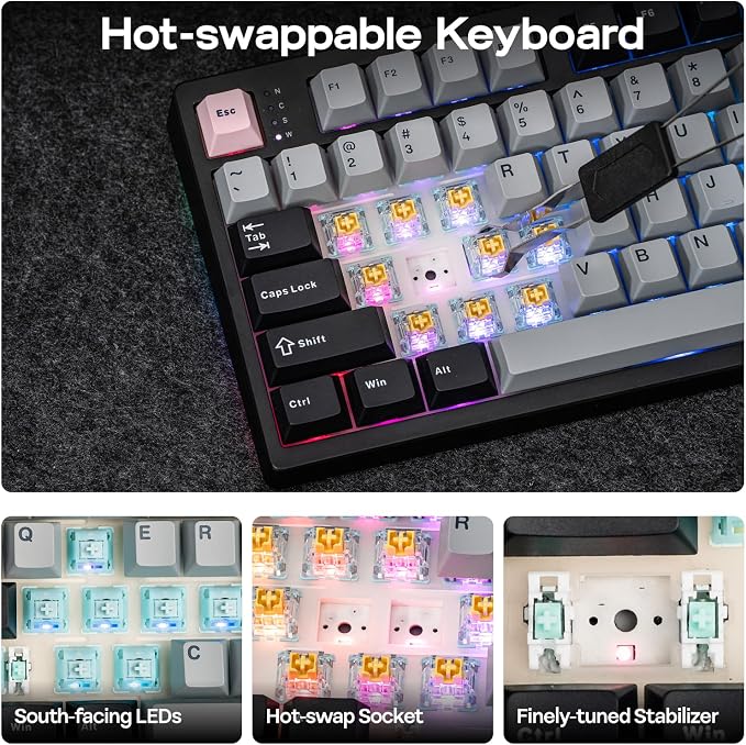 EPOMAKER TH108 PRO Full Size Mechanical Keyboard with Screen & Knob, Wireless Gaming Keyboard with 10000mAh, Creamy Gasket, Hot Swap, Custom Driver, RGB Backlight (Black, Creamy Jade)