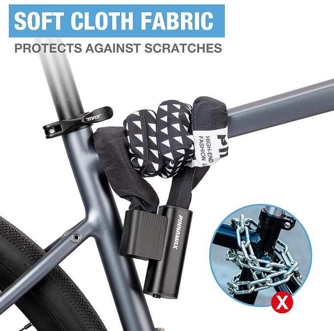 3.28ft Bike Lock - Bicycle Chain Lock Star Rating from Art - Heavy Duty Cable Locks with Keys for E-Bike, Motorcycle, Scooter, Bicycle, Door, Gate