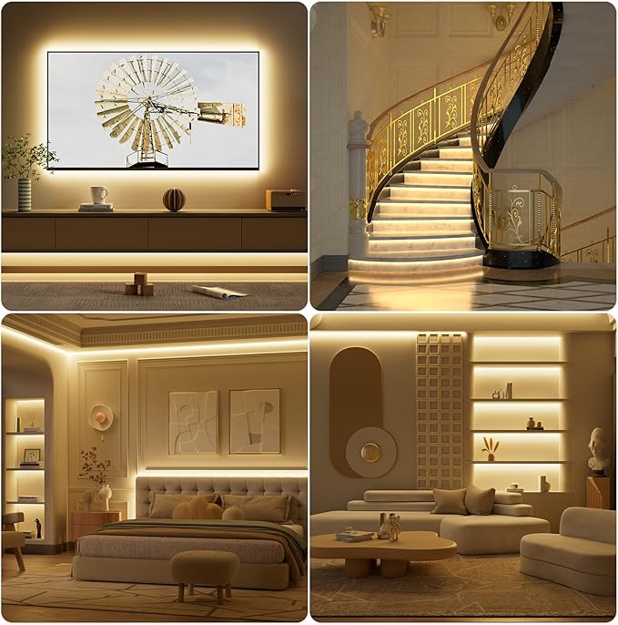 PAUTIX COB LED Strip Light 3780LEDs,Super Bright 8000 Lumen 3000K Warm White 24ft/7.5m,Dimmable 24V LED Tape Light with 3M Tape,RF Remote with Timer Function,48W Adapter,for Bedroom,Home,Kitchen DIY