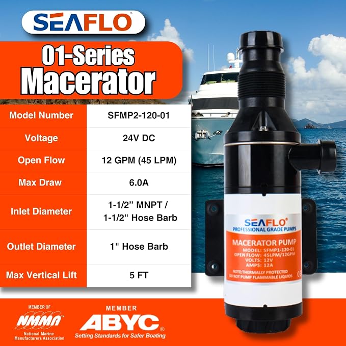 SEAFLO Macerator Pump System 24V for RV Marine 01 Series
