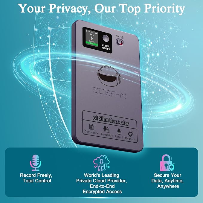 AI Voice Recorder, Transcribe & Summarize with Deep AI Analysis, Support 152 Languages, App Control, AI Noise Cancellation, Upgraded Built-in MagSafe, 64GB Audio Recorder for Meetings, Lectures, Call