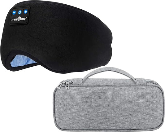 MUSICOZY Bluetooth Sleep Mask Headphones and Travel Storage Case Bundle