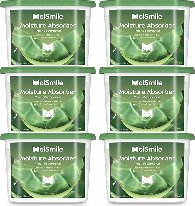 Fresh Scent Moisture Absorbers, Fast Acting Humidity Absorber & Odor Eliminator, 10.5 oz High Capacity Dehumidifier for Closet, Bathroom, Basement, Car & RV, 6 Pack