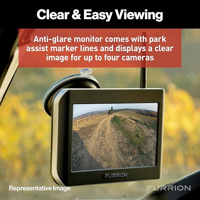 Furrion Vision S Wireless RV Backup Camera System with 4.3-Inch Monitor, 1 Rear Sharkfin, Infrared Night Vision, Wide-Angle View, Hi-Res, IP65 Waterproof, Microphone - FOS43TASF (Pack of 8)