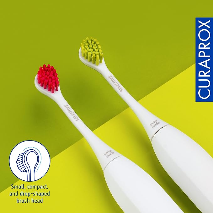 Curaprox Hydrosonic Brush Heads Rainbow Sensitive Duo – for Gentle Gum Care & Precise Cleaning | Magenta/Green, 2-Pack | Compatible with All Curaprox Sonic Models | Swiss Made