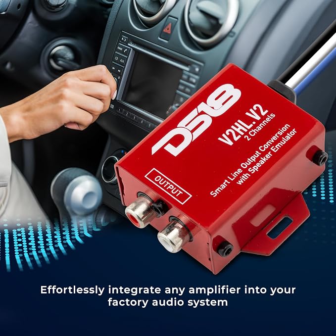 DS18 Hi-Low Converter with Amp Install Kit up to 800W - Line Output Converter + Amplifier Wiring Kit