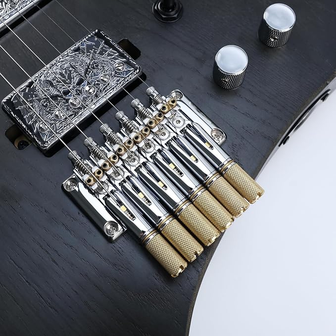 10.5mm Headless Electric Guitar Bridge Chrome Headless Bass Guitar Bridge Brass Saddles Zinc Alloy Plate Electric Guitar Bridge 6 String Headless Guitar Bridge Fixed