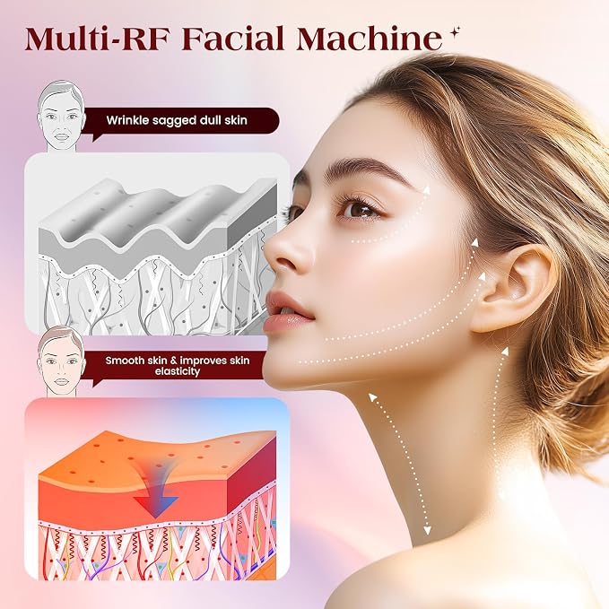 INTEO Microcurrent Facial Device, 3 Modes Red Light Therapy for Face and Neck, Skin Care Facial Massager Perfect Gifts for Women Men(Red)