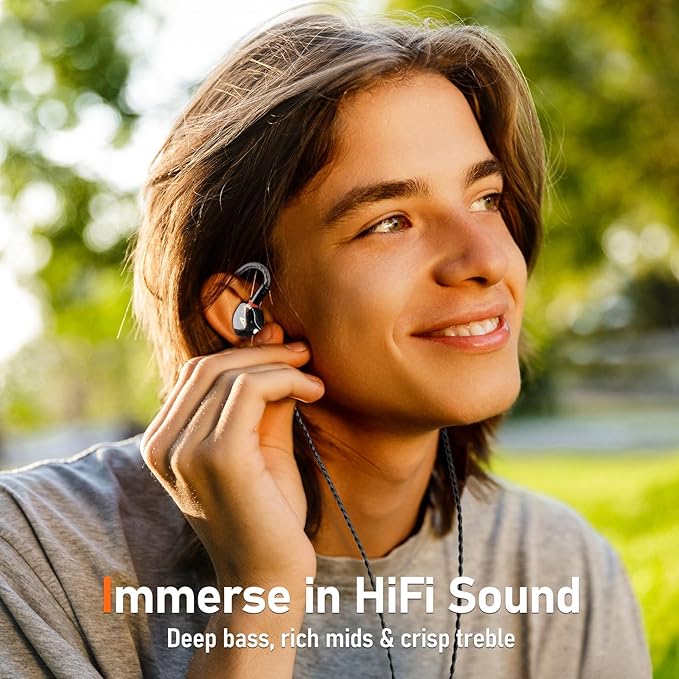 Vibes 202ML Wired Earbuds - HiFi in Ear Headphones for iPhone 5–14, Noise Isolating Ear Buds w/ Mic - Clear Sound, Deep Bass, Comfort-Fit Earphones - MMCX–LTN, Silver Plated Cord, Carrying Case