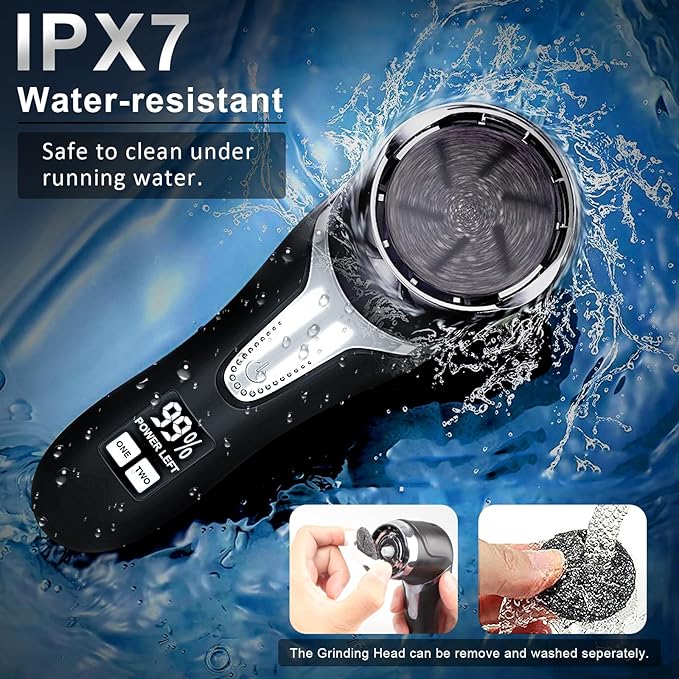 Electric Callus Remover for Feet (with Dander Vacuum), Portable Pedicure Kit Foot File Callus Remover, Rechargeable Waterproof Foot File for Foot Care Deadskin Remover with 3Head&LCD Display