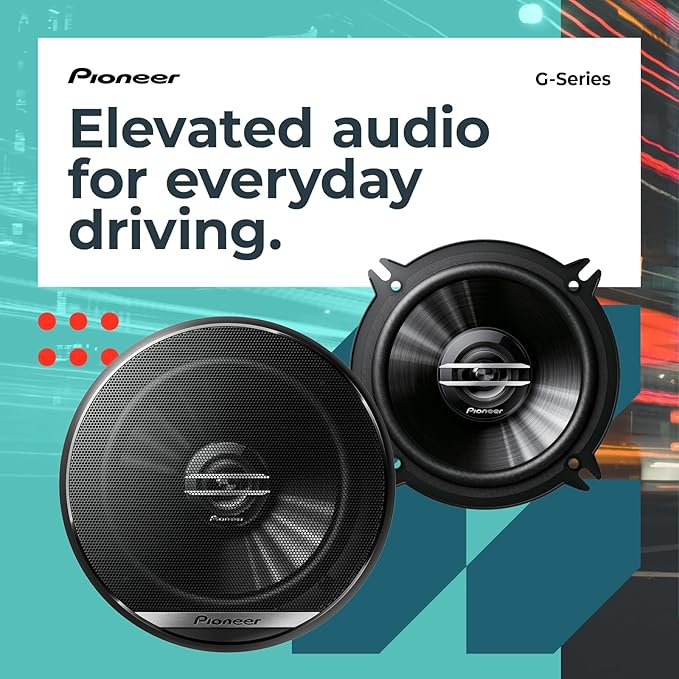 Pioneer G-Series TS-G1620F 6.5” 2-Way Speakers (Pair) – 300W Max, Balanced Sound + Smooth Treble, Great Stock Replacement, High-Efficiency Speaker Designed for OEM Power