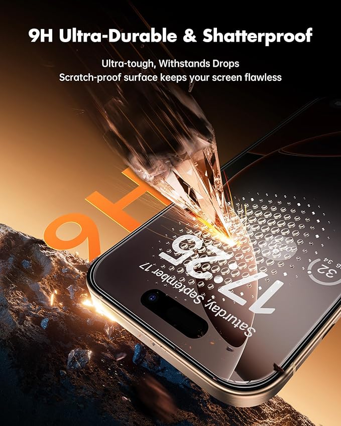 UNBREAKcable Privacy Screen Protector for iPhone 16 Pro Max, Anti-Spy Shatterproof Tempered Glass [True 28°Anti Spy] [9H Hardness] [Easy Installation Frame] Black Protector for iPhone 6.9" - 2 Pack