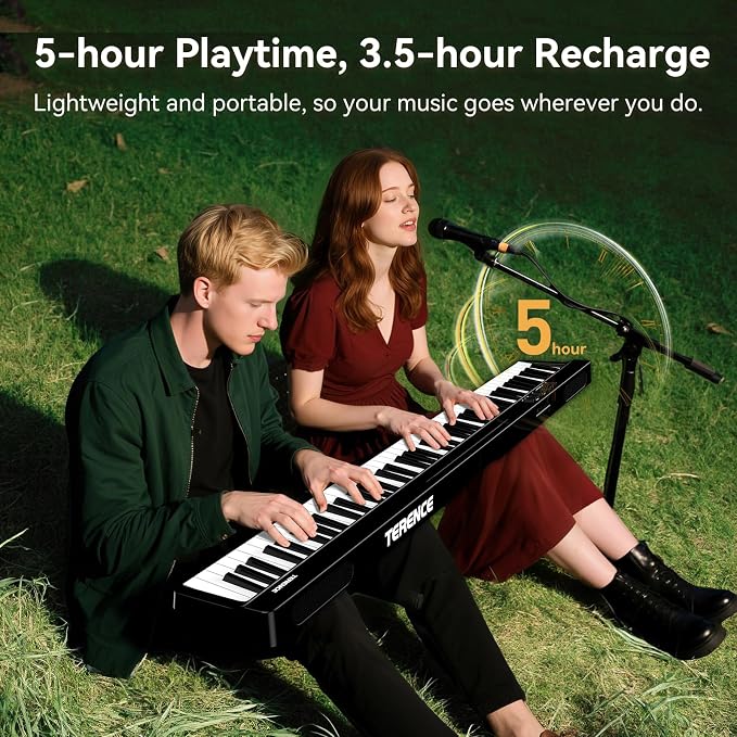 Portable Piano Keyboard 88 Keys: Semi-Weighted Folding Digital Piano Bluetooth, 128 Tones & Silent Mode TERENCE Electric Folding Piano Kit for Adult