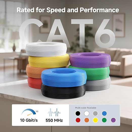 Cable Matters [UL Listed] 10Gbps in-Wall (CM) Rated 23AWG Bare Copper Cat 6 Cable - 300ft, Solid, UTP Cat6 Bulk Ethernet Cable, Cat6 Ethernet Cord, Blue