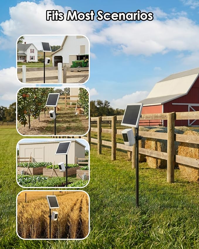 Ground Stake Mount Stand with Solar Panel Mount for Ring, Blink, Arlo, Eufy, Wyze, Google Nest, Simplisafe, Universal Cameras and Solar Panels Ground Stake Bracket